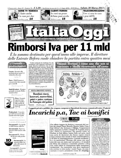 Italia oggi : quotidiano di economia finanza e politica